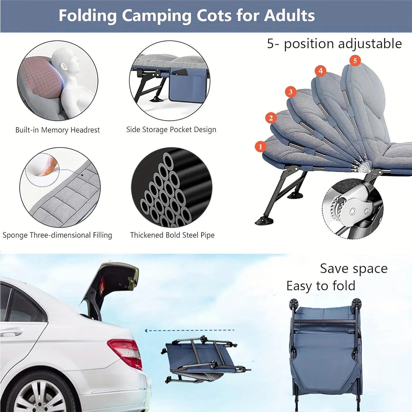 Adjustable portable folding bed