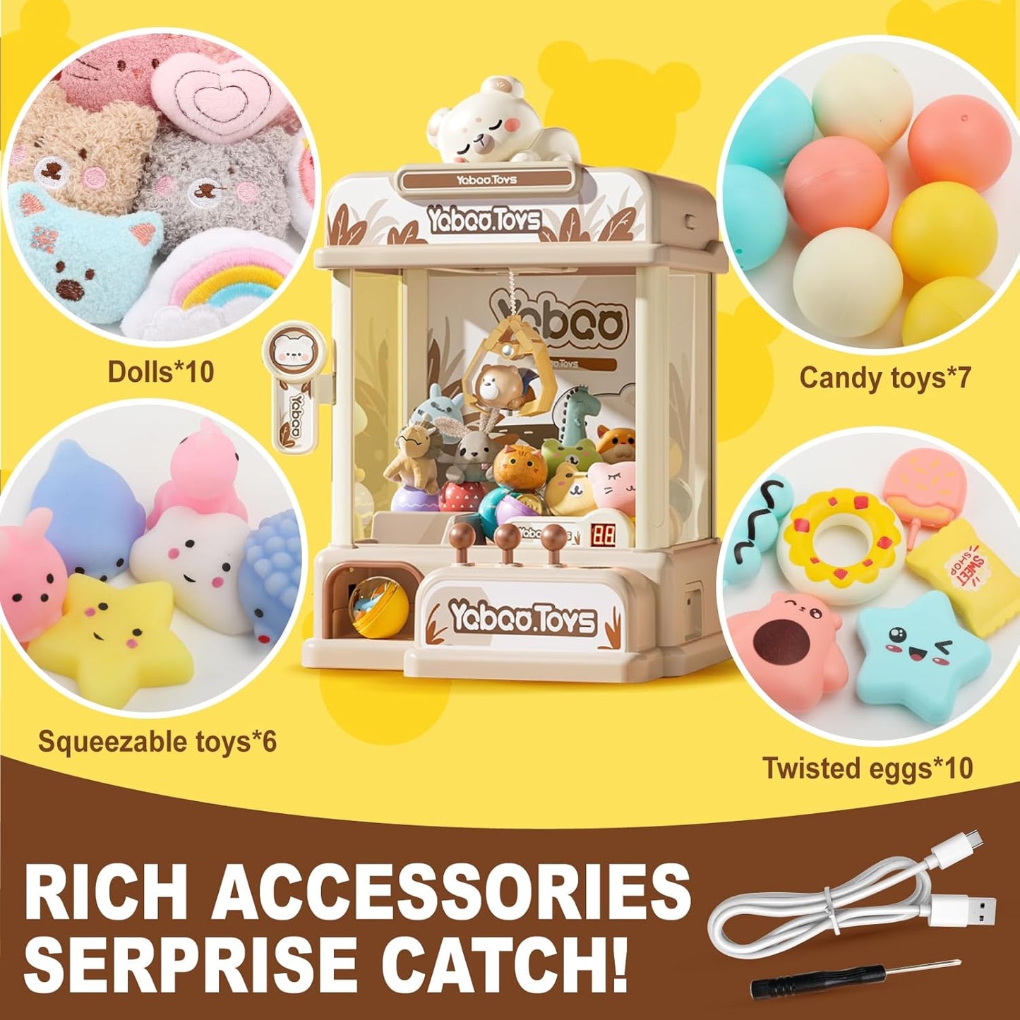Mini Claw Machine with Music and Lights