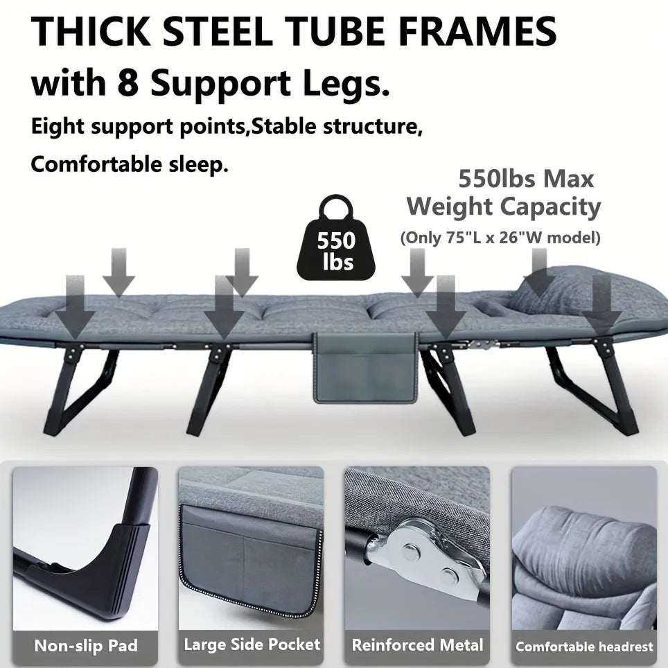 Adjustable portable folding bed