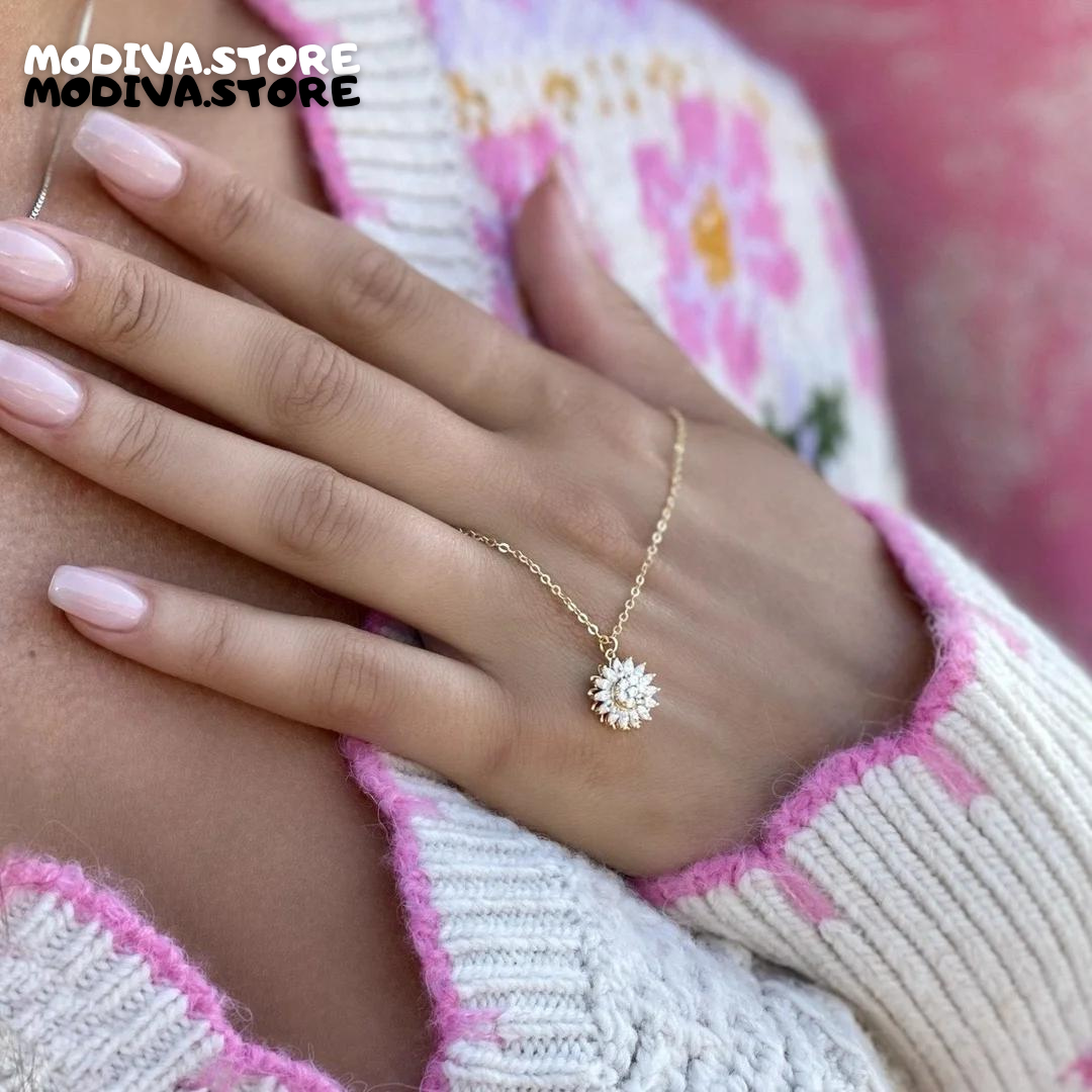 18K Gold Spinning Sunflower Necklace