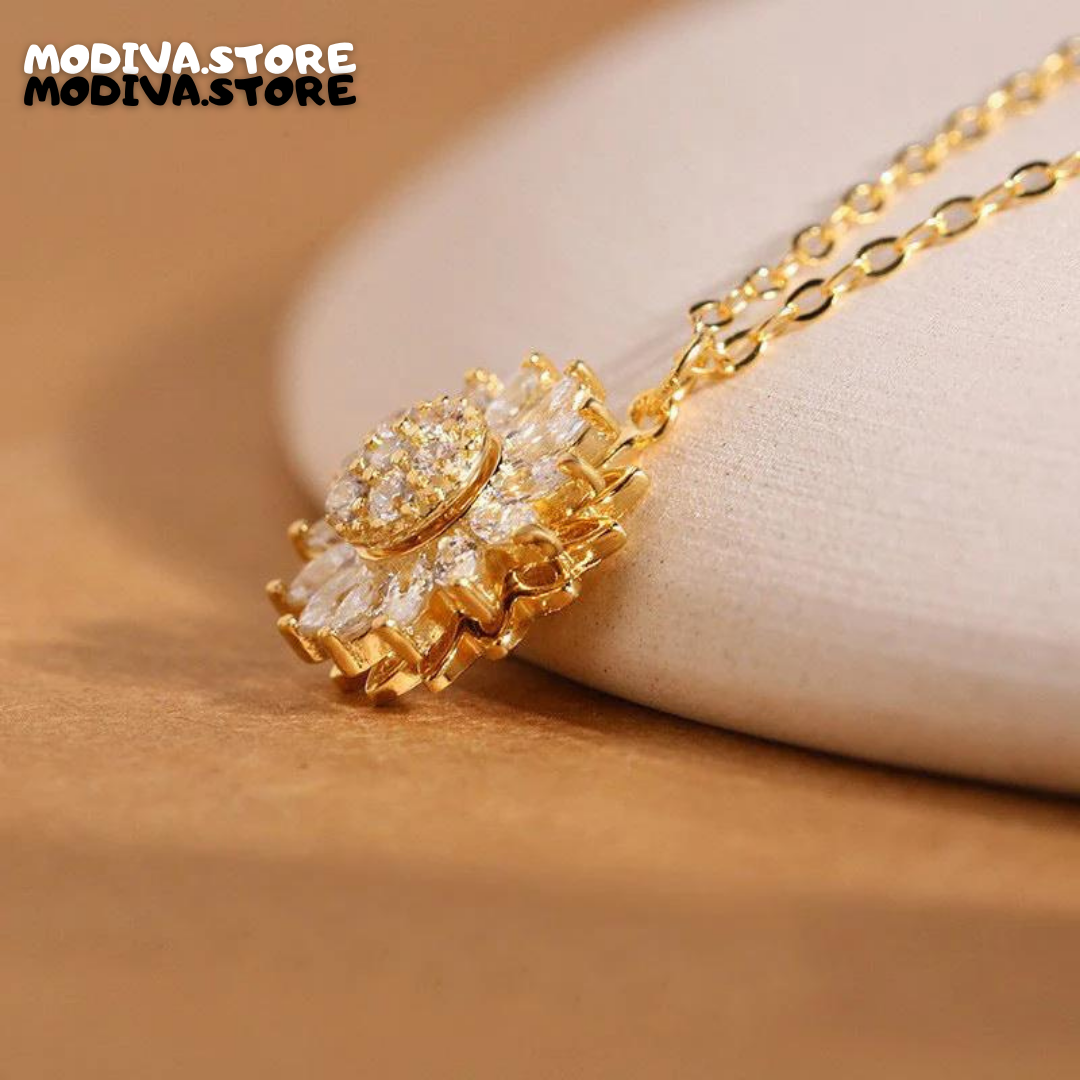 18K Gold Spinning Sunflower Necklace