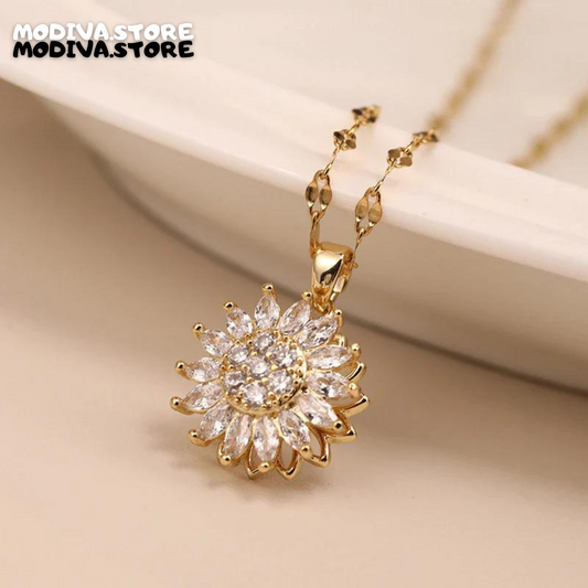 18K Gold Spinning Sunflower Necklace