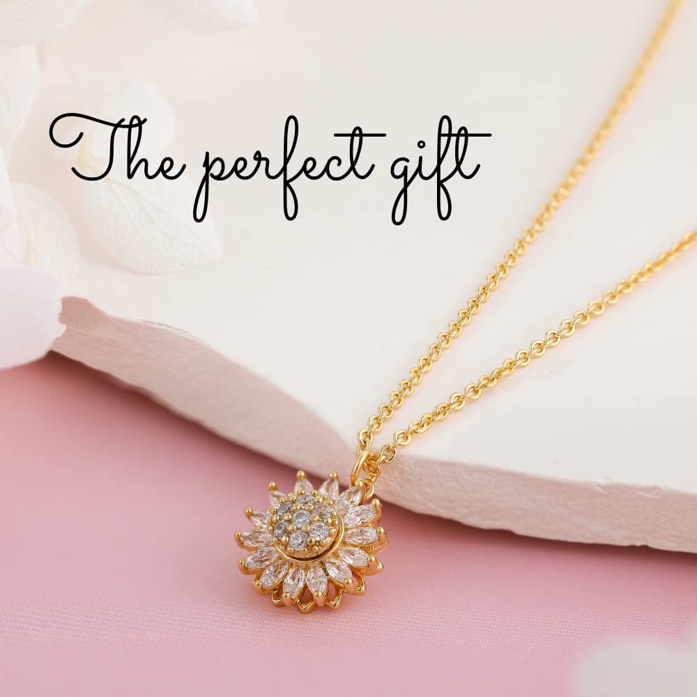 18K Gold Spinning Sunflower Necklace