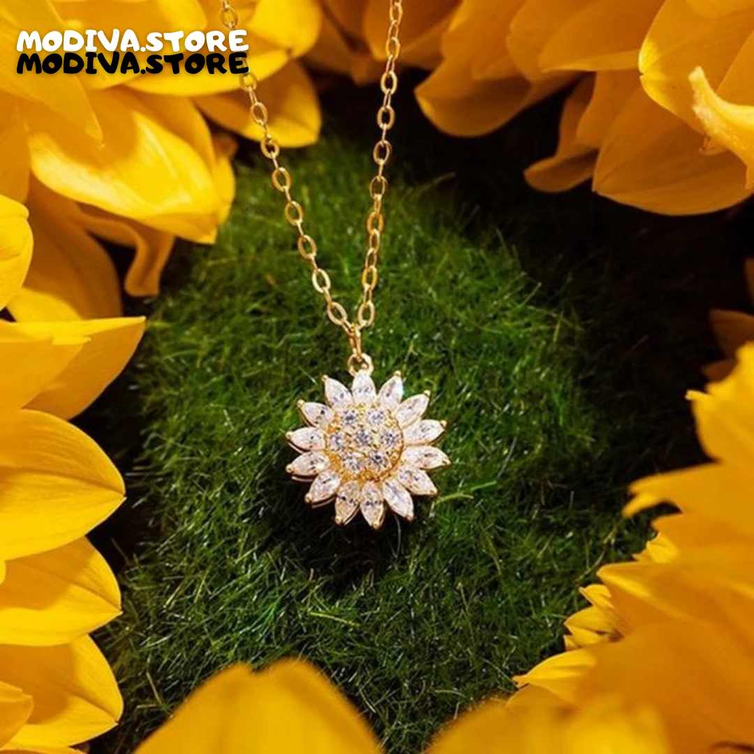 18K Gold Spinning Sunflower Necklace