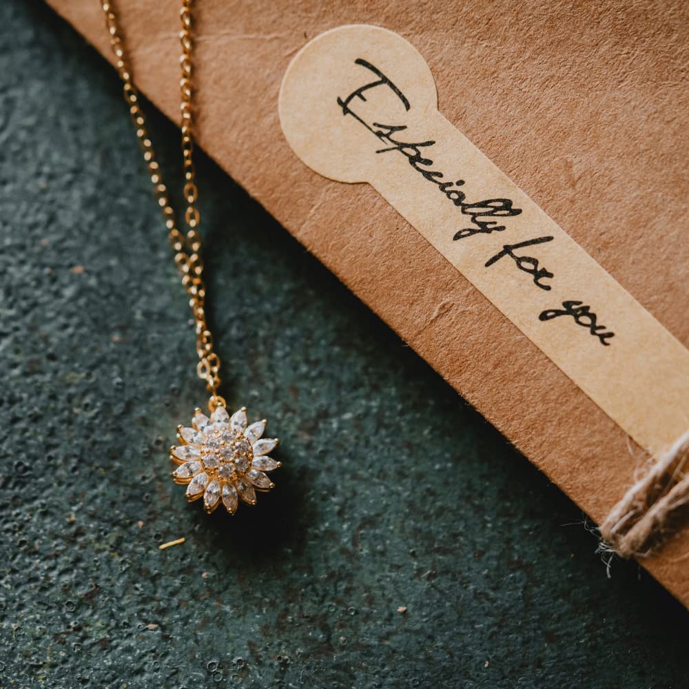 18K Gold Spinning Sunflower Necklace